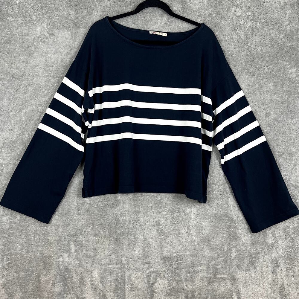 Faherty Sweater Womens XL Boatneck Navy‎ Striped Coastal Nautical Preppy